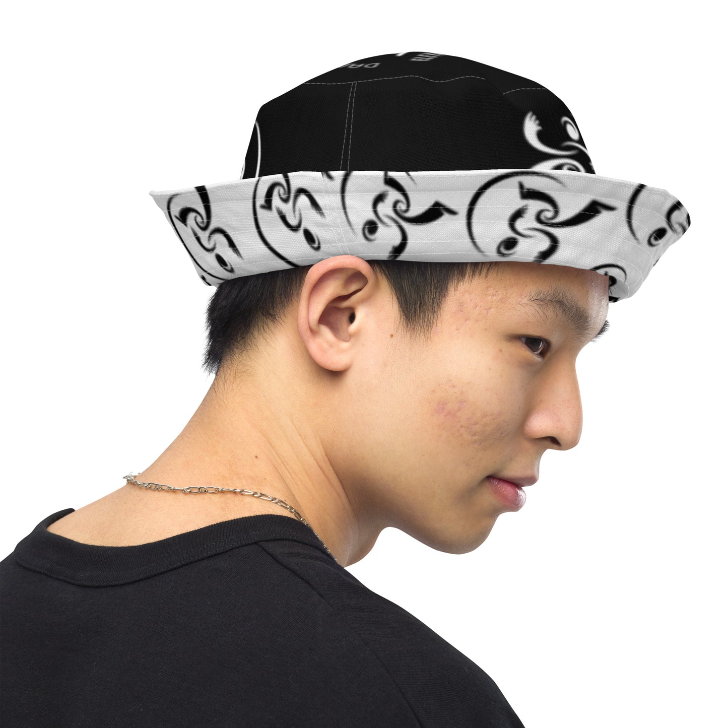 Reversible bucket hat Black & white unisex DMS