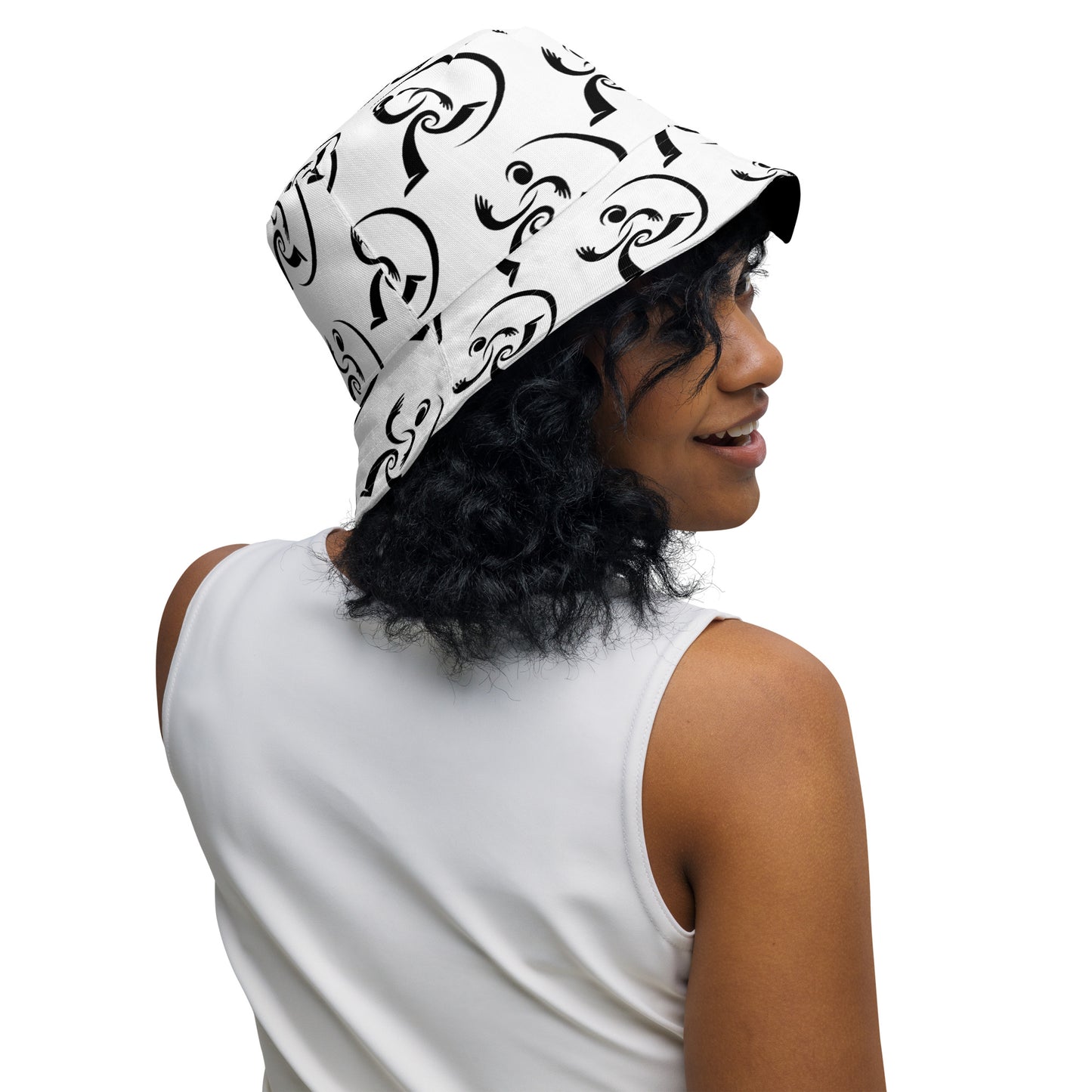 Reversible bucket hat Black & white unisex DMS