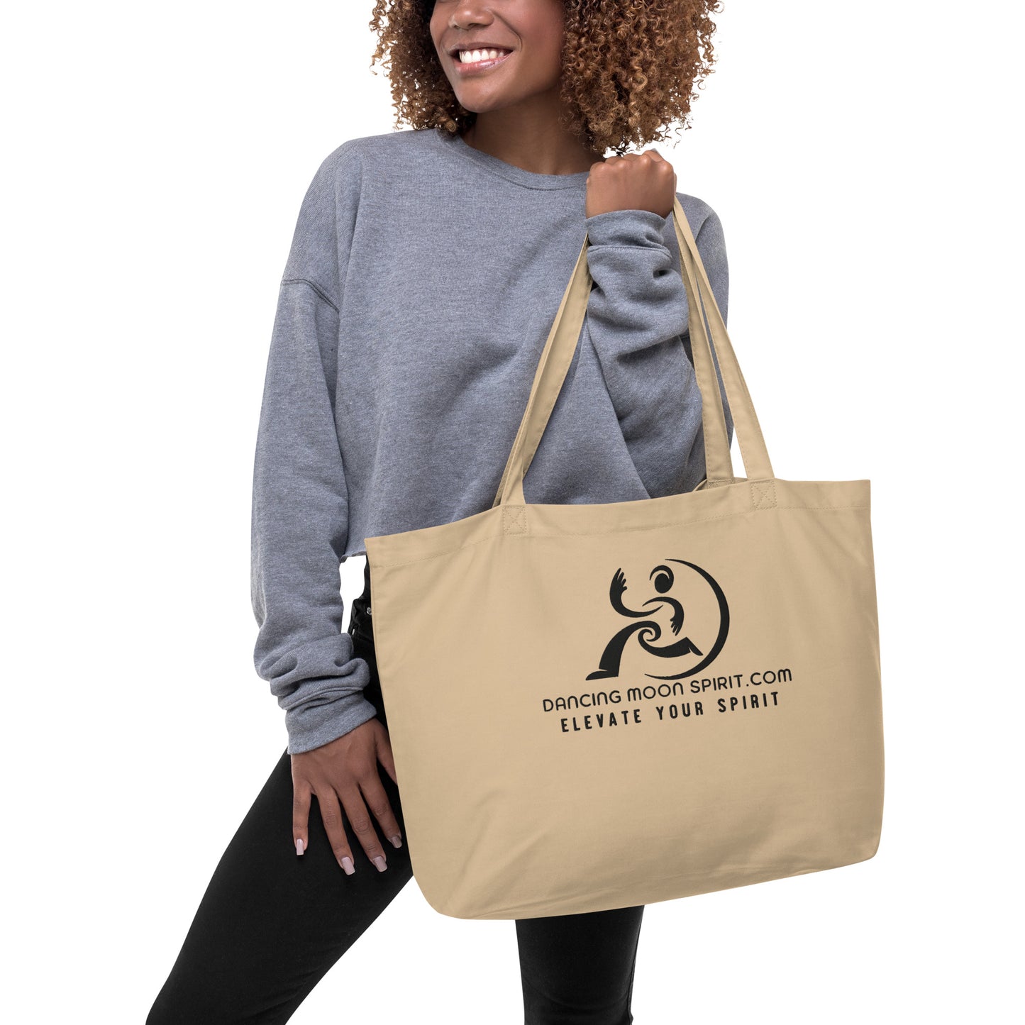 Large organic tote bag logo