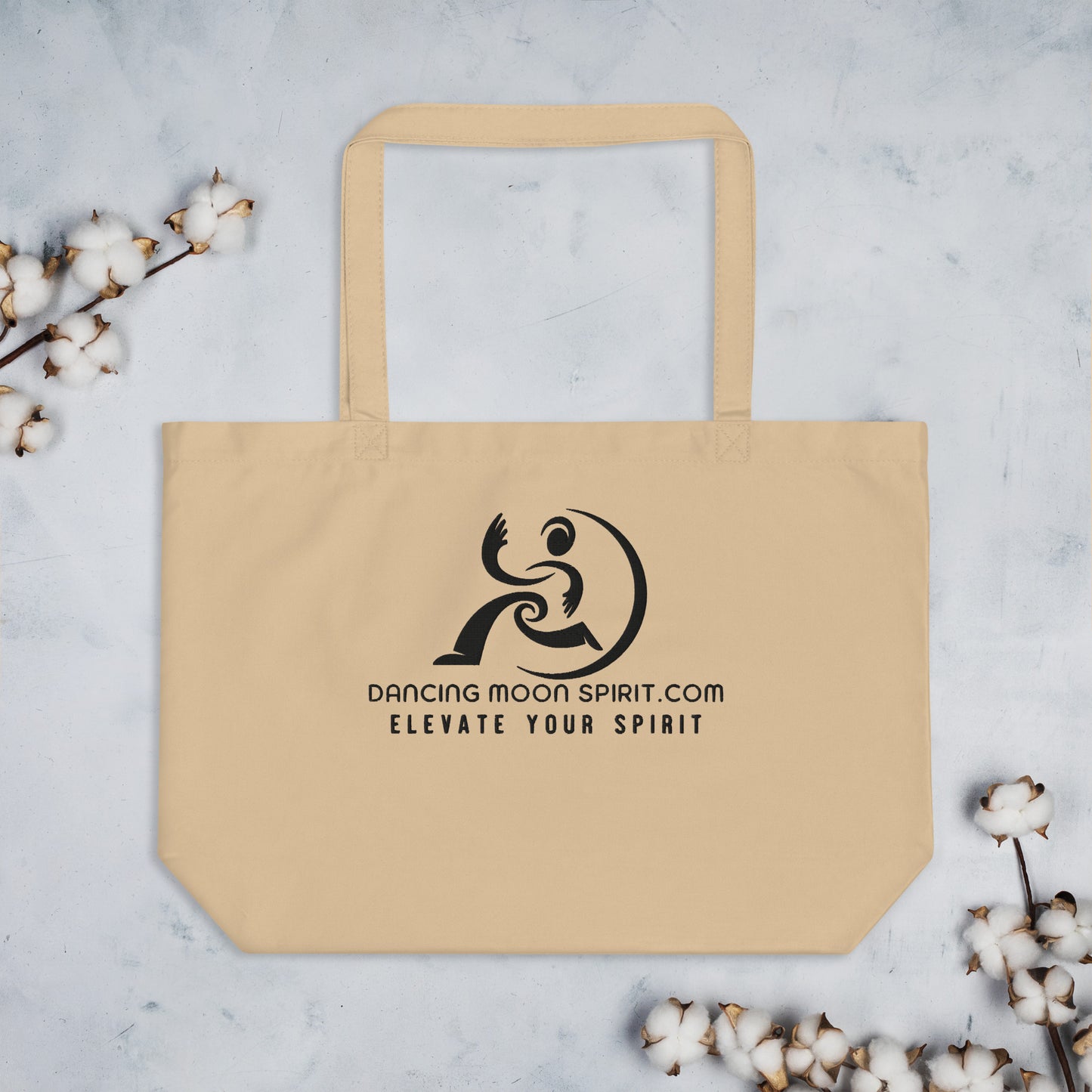 Large organic tote bag logo